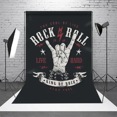Black Hands Punk Rock And Roll Music Party Backdrop
