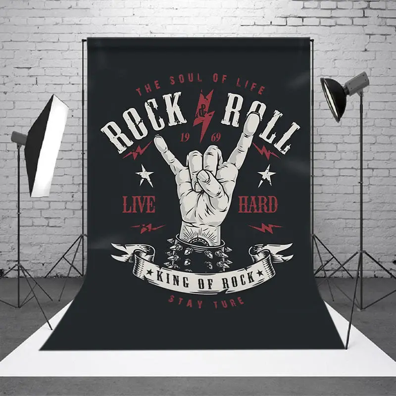 Black Hands Punk Rock And Roll Music Party Backdrop