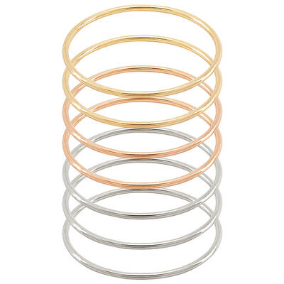 7Pcs 3 Color 304 Stainless Steel Thin Wrap Bangles Set for Women