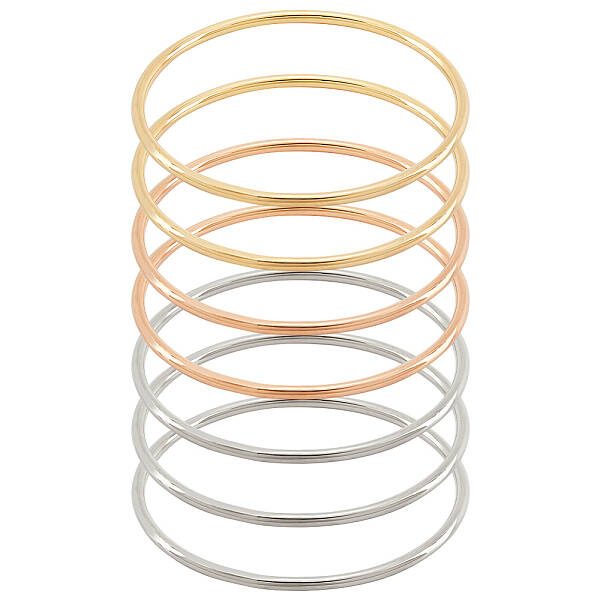 7Pcs 3 Color 304 Stainless Steel Thin Wrap Bangles Set for Women