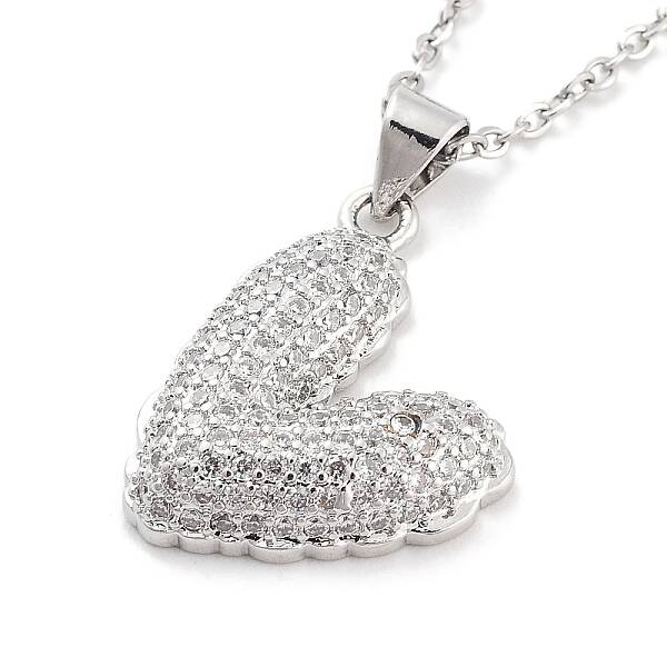 Valentine's Day Brass Micro Pave Clear Cubic Zirconia Pendant Necklaces