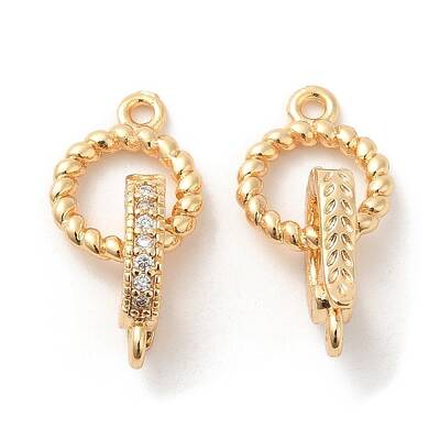 Brass Micro Pave Clear Cubic Zirconia Fold Over Clasps