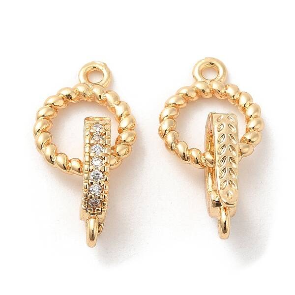 Brass Micro Pave Clear Cubic Zirconia Fold Over Clasps