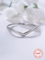 S925 Sterling Silver V Shaped Ring, Foldable Ring for Women & Girls, Fashion Jewelry for Party, Daily, Trendy Exquisite Jewel...