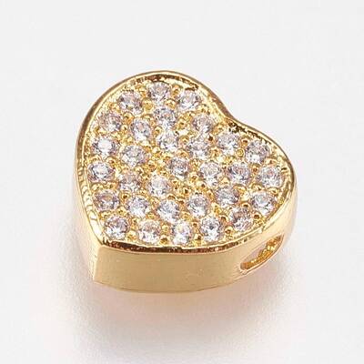 Brass Micro Pave Cubic Zirconia Beads