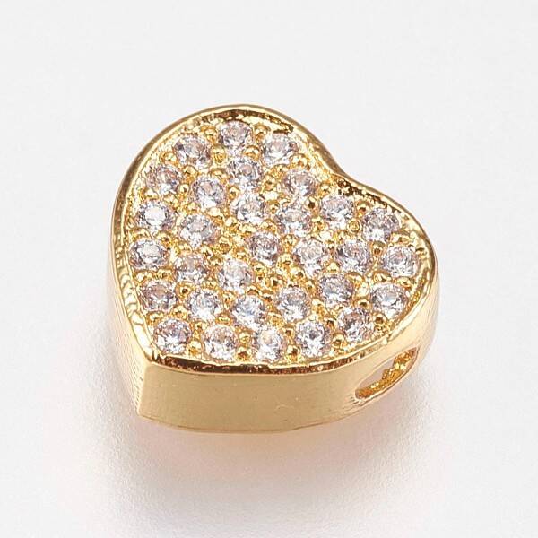 Brass Micro Pave Cubic Zirconia Beads