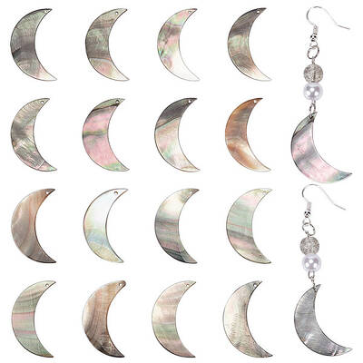 20Pcs 2 Styles Natural Black Lip Shell Pendants