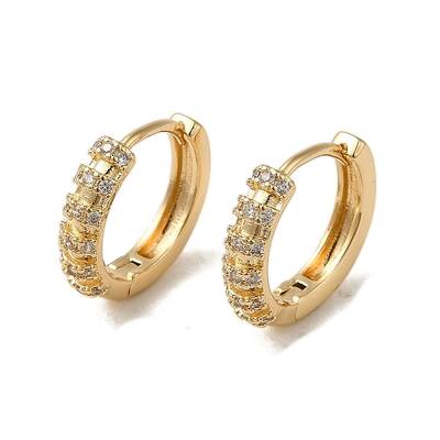 Brass Micro Pave Cubic Zirconia Hoop Earring