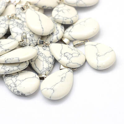 Teardrop Natural Howlite Pendants