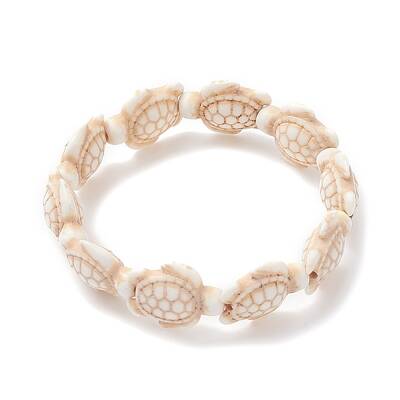 Dyed Synthetic Turquoise Tortoise Beaded Stretch Bracelet for Kids