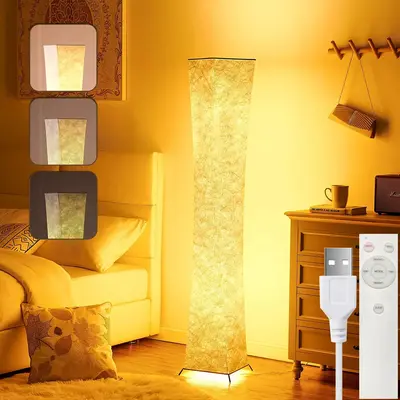 USB Powered Floor Lamp, Modern LED Floor Lights for Bedroom, Summer Cozy Corner Minimalist Design Decorative Room Lamp, Night...