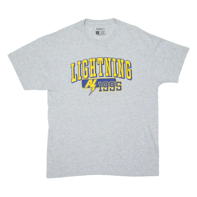 FREEDOM WEAR Lightning 1995 Mens T-Shirt Grey USA L