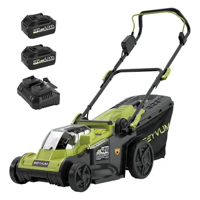 40V 16-inch Cordless Lawn Mower with 45L Grass Collection Bag, 6 Position Height Adjustment Electric Lawn Mower, 2 x 20V 4.0A...