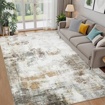 Garvee Modern Abstract Area Rug 10x13 Low Pile Non-Slip Polyester Foldable Machine Washable Living Room Bedroom