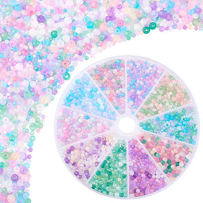 10 Setes 10 Colors Transparent Frosted Glass Round Seed Beads