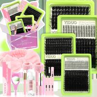 Individual False Eyelashes with Eyelash Glue & Eyelash Fixer Tweezers & Brush & Lash Remover & Brush, 12-22mm C/D Curl Eyelas...