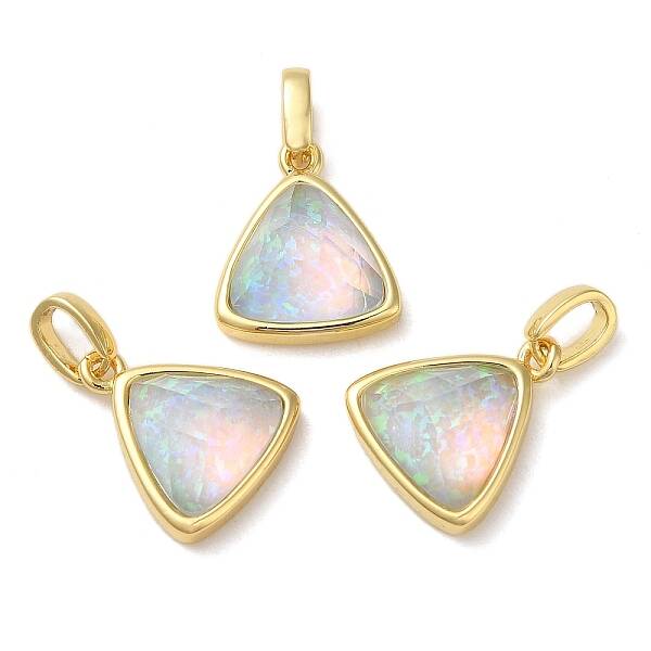 Rack Plating Brass with Synthetic Opal Pendants