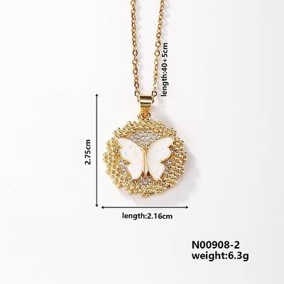 Cute Brass Micro Pave Clear Cubic Zirconia Pendant Necklaces for Women