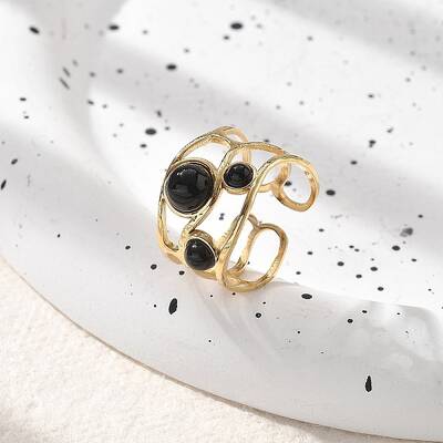 Natural Black Agate Finger Rings