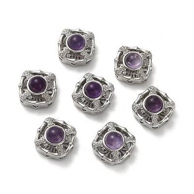 Brass Pave Natural Amethyst Multi-Strand Links