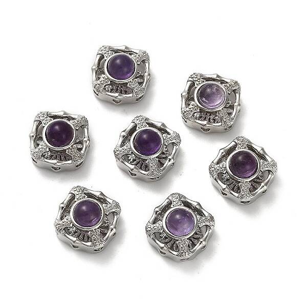 Brass Pave Natural Amethyst Multi-Strand Links