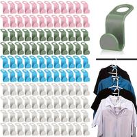 Space Saving Hanger Clip, 100pcs/set Multi-color Stackable Compact Closet Organizer, Hanger Connector for Easy Clothing Hangi...