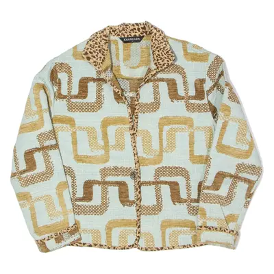 KHANGURA Blazer Jacket Blue Geometric Womens S