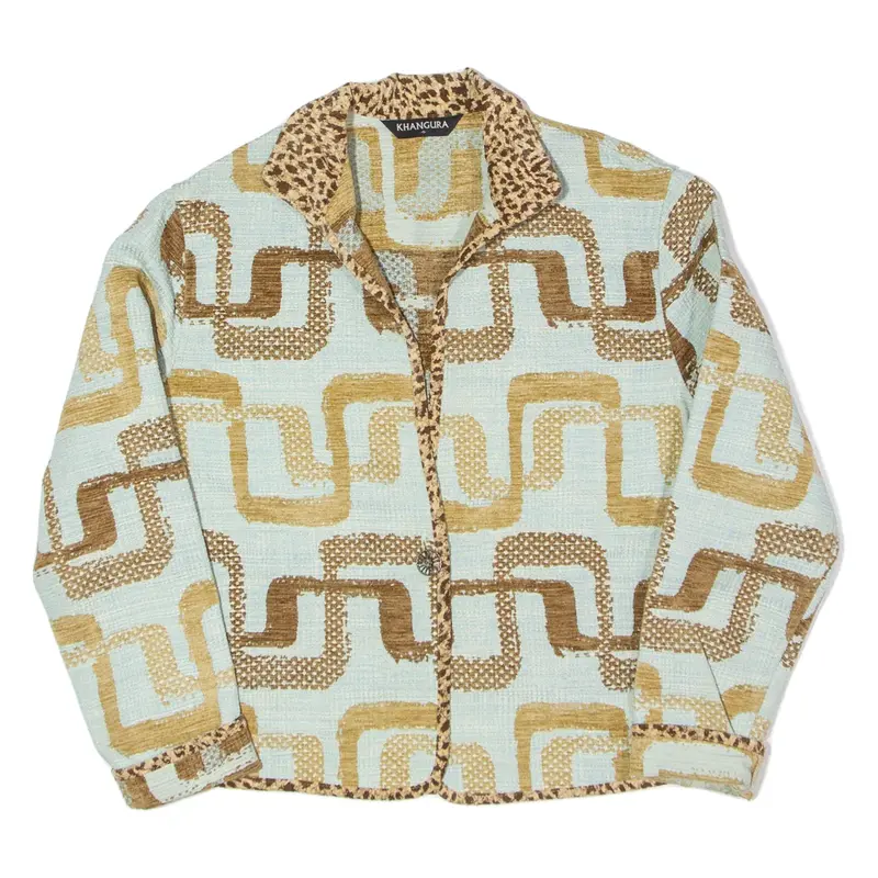 KHANGURA Blazer Jacket Blue Geometric Womens S