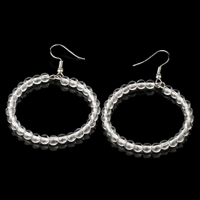Fashionable Natural Clear Crystal Hoop Earrings for Women