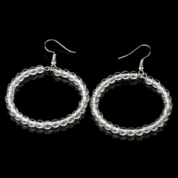 Fashionable Natural Clear Crystal Hoop Earrings for Women