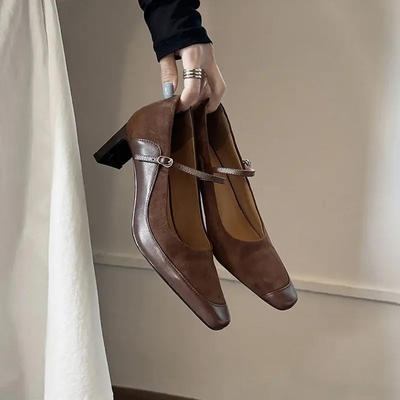 CHIKO Bence Pointy Toe Chunky Heels Mary Jane Shoes