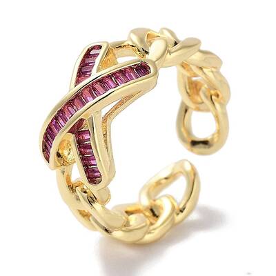 Brass Micro Pave Cubic Zirconia Cuff Rings