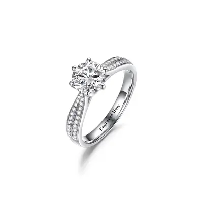 10K White Gold 1 to 3.5 CT. T.W Round Lab Created Diamond Engagement Ring D VS1-VVS1 Clarity 3EX IGI Certified