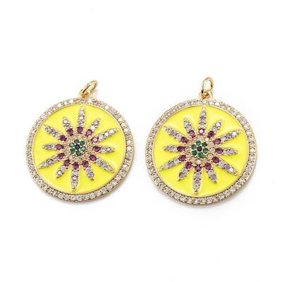 Brass Micro Pave Colorful Cubic Zirconia Pendants
