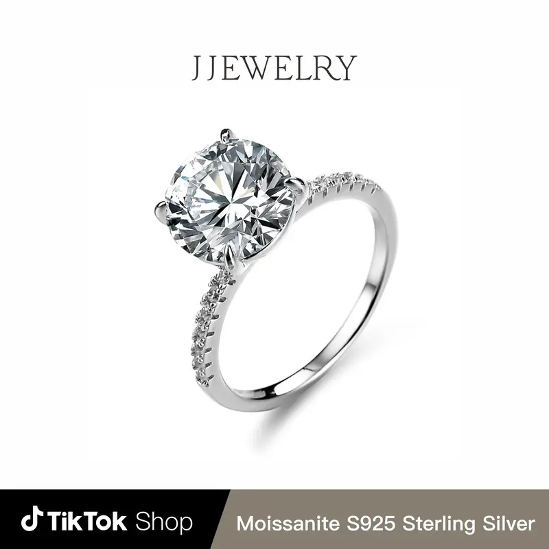 【RC102】Firework Plum Cut Synthetic Moissanite Ring D Color VVS1 S925 Sterling Silver Classic Jewelry for Women Birthday G...