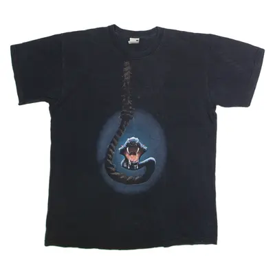 FRUIT OF THE LOOM Snake Print Mens T-Shirt Black Crew Neck L