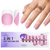 Gellen French Soft Gel Nail Tips - Pink Coffin French Tip Press-On Nails, Medium Shape (15 Sizes, 150 pcs)