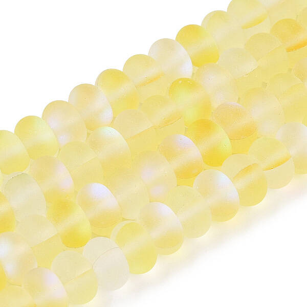 Frosted Transparent Glass Beads Strands