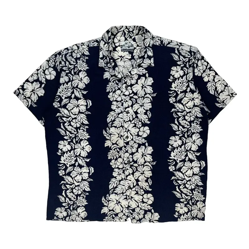 Pineapple Connection Hawaiian Shirt - Large Navy Viscose