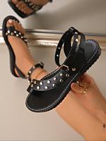 Women's Thick Sole Studded Thong Sandals, Casual Roman Strap Beach Flip Flops, Stylish Size 43 Summer Footwear, Walking Shoes