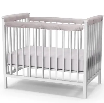 Crib Rail Covers for Teething - 4Pcs Soft Cotton Anti-Collision Trip Corner Cover Teething Rail Protector for Full-Size Crib ...