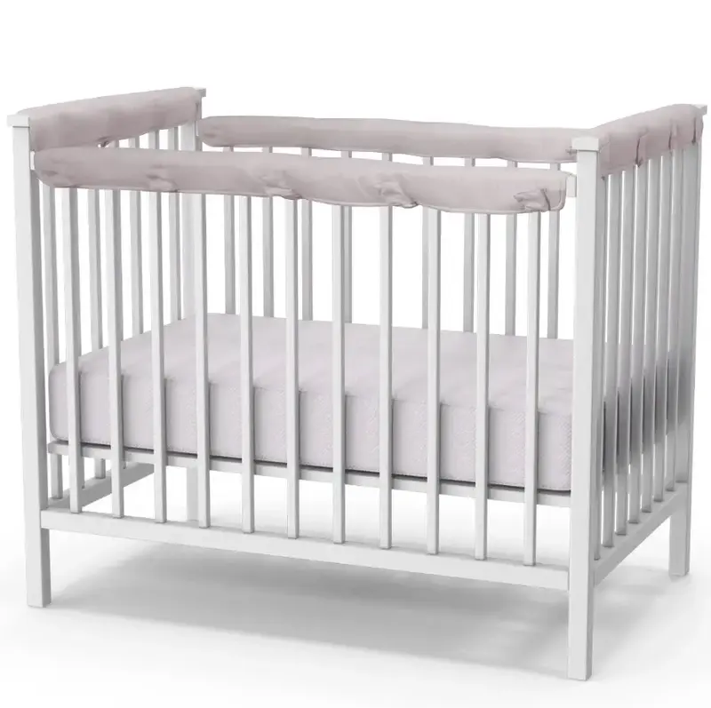 Crib Rail Covers for Teething - 4Pcs Soft Cotton Anti-Collision Trip Corner Cover Teething Rail Protector for Full-Size Crib ...