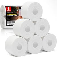 Professional 6 Pack White Athletic Sports Tape - 1.5 Inch * 30 Feet Per Roll |   Total 180 Feet, Very Strong Easy Tear No Sti...