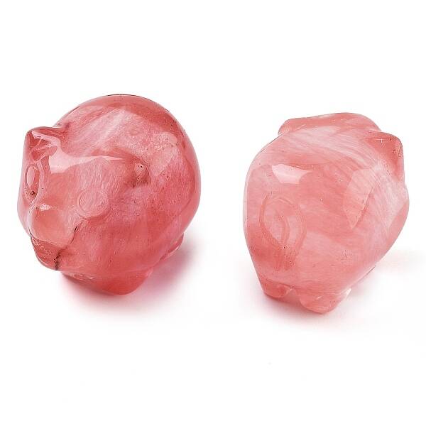 Cherry Quartz Glass Carved Figurines