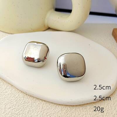 Square Alloy Stud Earrings