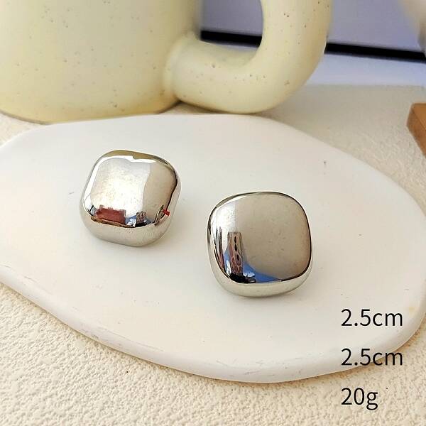 Square Alloy Stud Earrings