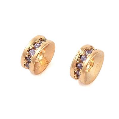 Brass Micro Pave Cubic Zirconia Beads