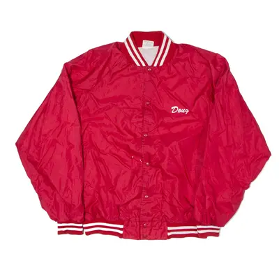 AUBURN SPORTSWEAR Bomber Jacket Red Nylon 90s Mens 2XL