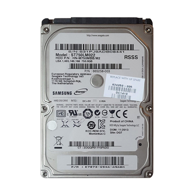 634250-005 HP 750GB 5400RPM SATA 3Gb/s 8MB Cache 2.5-inch Hard Drive