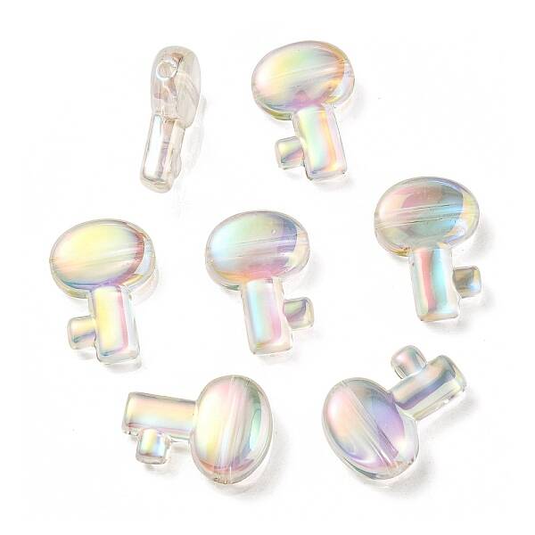 UV Plating Rainbow Iridescent Transparent Acrylic Beads